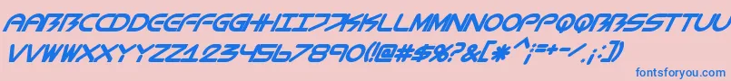 フォントBiometricItalic – ピンクの背景に青い文字