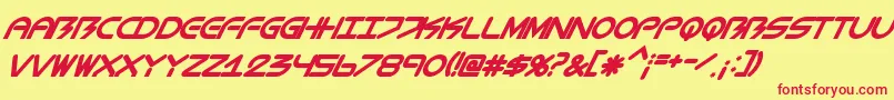 フォントBiometricItalic – 赤い文字の黄色い背景