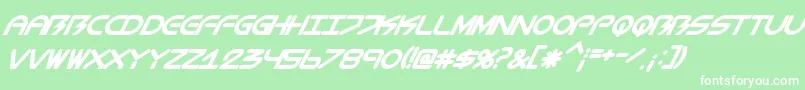 BiometricItalic-Schriftart – Weiße Schriften auf grünem Hintergrund