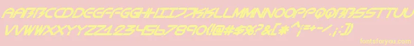 Fonte BiometricItalic – fontes amarelas em um fundo rosa