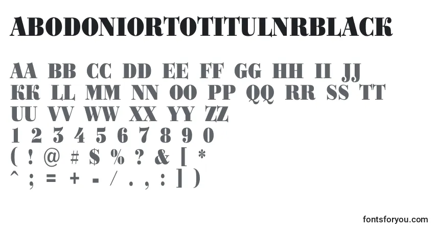 Czcionka ABodoniortotitulnrBlack – alfabet, cyfry, specjalne znaki
