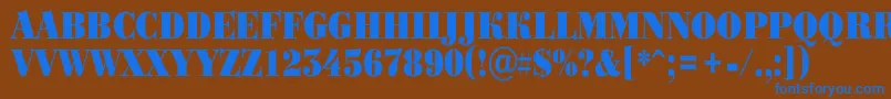 Czcionka ABodoniortotitulnrBlack – niebieskie czcionki na brązowym tle