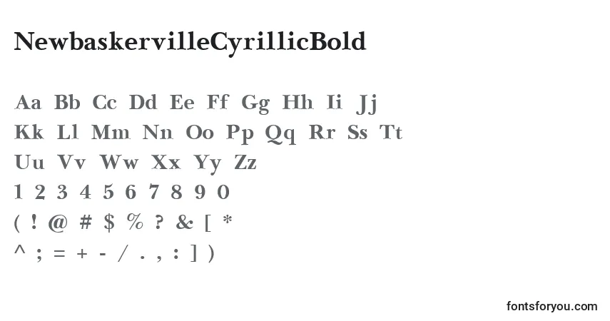 A fonte NewbaskervilleCyrillicBold – alfabeto, números, caracteres especiais