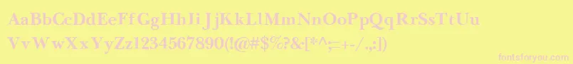 NewbaskervilleCyrillicBold-fontti – vaaleanpunaiset fontit keltaisella taustalla