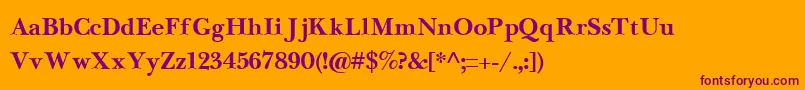 NewbaskervilleCyrillicBold-fontti – violetit fontit oranssilla taustalla
