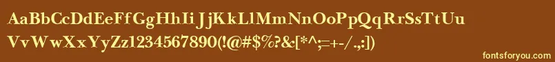 NewbaskervilleCyrillicBold-fontti – keltaiset fontit ruskealla taustalla