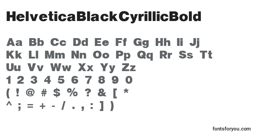 Schriftart HelveticaBlackCyrillicBold – Alphabet, Zahlen, spezielle Symbole