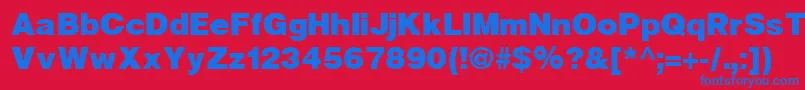 HelveticaBlackCyrillicBold-Schriftart – Blaue Schriften auf rotem Hintergrund