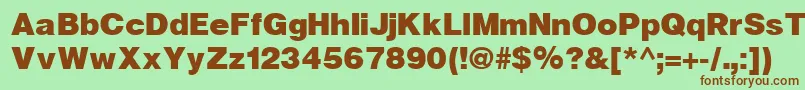 HelveticaBlackCyrillicBold-fontti – ruskeat fontit vihreällä taustalla