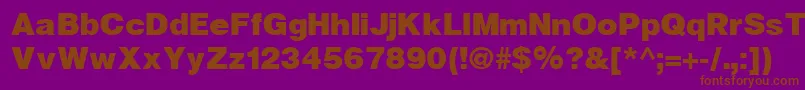 フォントHelveticaBlackCyrillicBold – 紫色の背景に茶色のフォント