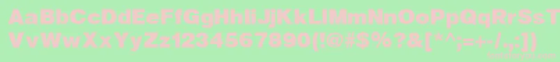 HelveticaBlackCyrillicBold-fontti – vaaleanpunaiset fontit vihreällä taustalla
