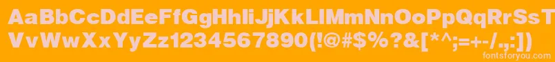 Fonte HelveticaBlackCyrillicBold – fontes rosa em um fundo laranja