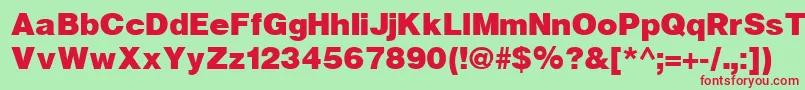 HelveticaBlackCyrillicBold-Schriftart – Rote Schriften auf grünem Hintergrund