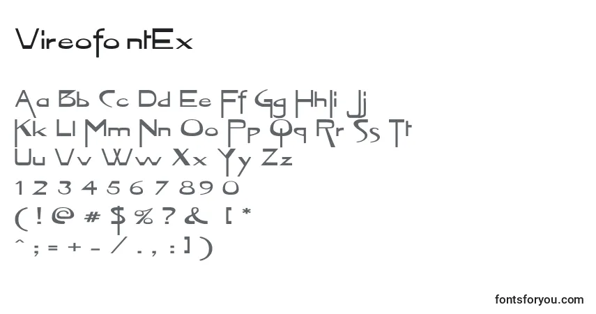 Schriftart VireofontEx – Alphabet, Zahlen, spezielle Symbole