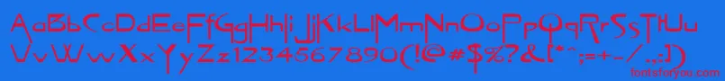 VireofontEx Font – Red Fonts on Blue Background