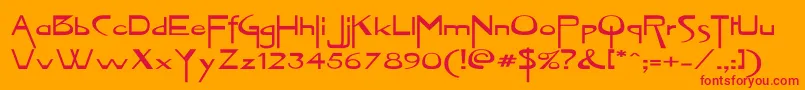VireofontEx-Schriftart – Rote Schriften auf orangefarbenem Hintergrund
