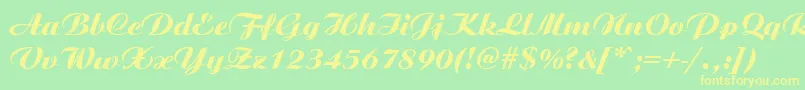 フォントAristonMediumItalic – 黄色の文字が緑の背景にあります