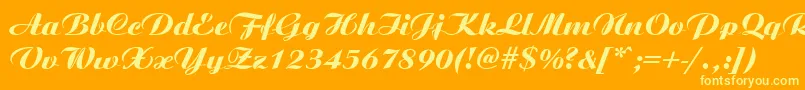 AristonMediumItalic-Schriftart – Gelbe Schriften auf orangefarbenem Hintergrund