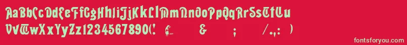 フォントSeddon – 赤い背景に緑の文字