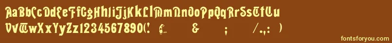 Seddon-fontti – keltaiset fontit ruskealla taustalla