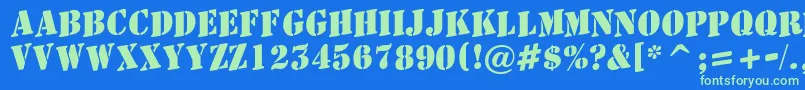 AStamperupBold Font – Green Fonts on Blue Background