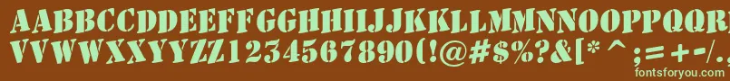 AStamperupBold-fontti – vihreät fontit ruskealla taustalla