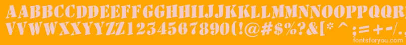 AStamperupBold-fontti – vaaleanpunaiset fontit oranssilla taustalla