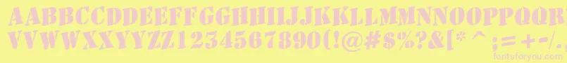 AStamperupBold-fontti – vaaleanpunaiset fontit keltaisella taustalla
