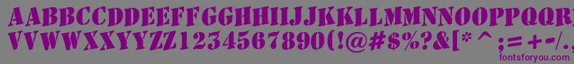 フォントAStamperupBold – 紫色のフォント、灰色の背景