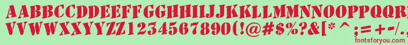 AStamperupBold Font – Red Fonts on Green Background