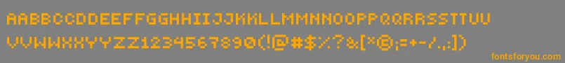 フォントPepminus10 – オレンジの文字は灰色の背景にあります。