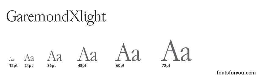 GaremondXlight Font Sizes