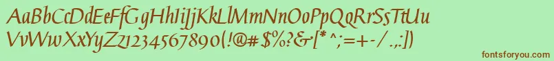 GaiusLtBold-fontti – ruskeat fontit vihreällä taustalla