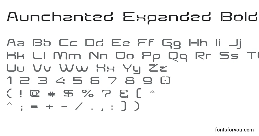Czcionka Aunchanted Expanded Bold – alfabet, cyfry, specjalne znaki