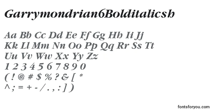 Шрифт Garrymondrian6Bolditalicsh – алфавит, цифры, специальные символы