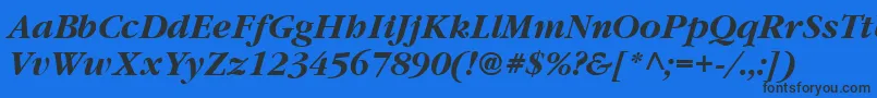 Шрифт Garrymondrian6Bolditalicsh – чёрные шрифты на синем фоне