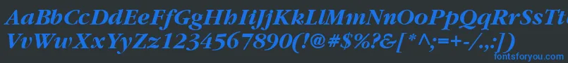 フォントGarrymondrian6Bolditalicsh – 黒い背景に青い文字