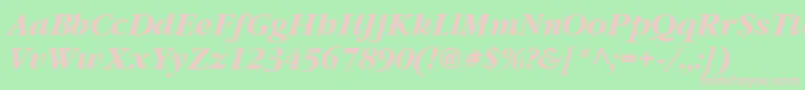 フォントGarrymondrian6Bolditalicsh – 緑の背景にピンクのフォント