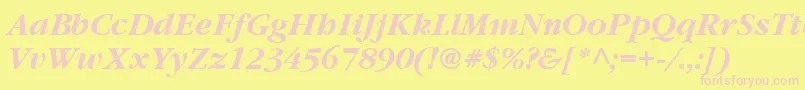 Garrymondrian6Bolditalicsh Font – Pink Fonts on Yellow Background