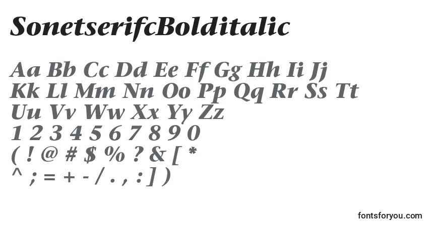 SonetserifcBolditalic-fontti – aakkoset, numerot, erikoismerkit