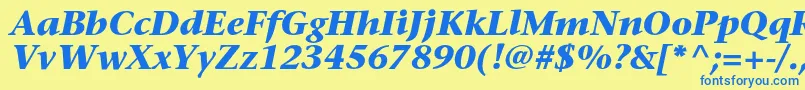 フォントSonetserifcBolditalic – 青い文字が黄色の背景にあります。