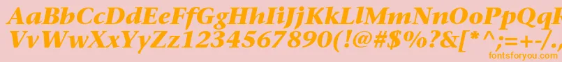 SonetserifcBolditalic-Schriftart – Orangefarbene Schriften auf rosa Hintergrund