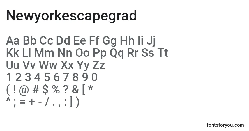 Newyorkescapegrad Font – alphabet, numbers, special characters