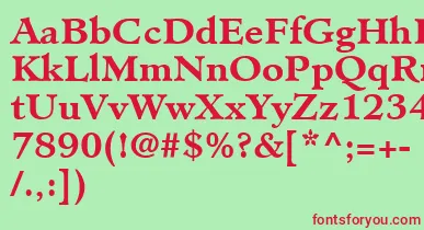 MinisterLtBold font – Red Fonts On Green Background