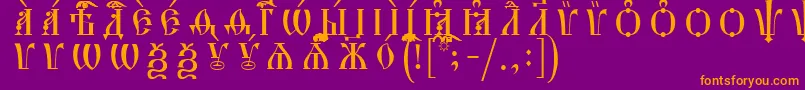 HirmosCapsIeucsSpacedout-fontti – oranssit fontit violetilla taustalla