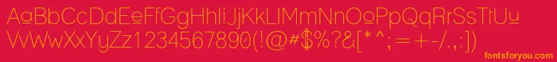 UpperLaneLight-Schriftart – Orangefarbene Schriften auf rotem Hintergrund
