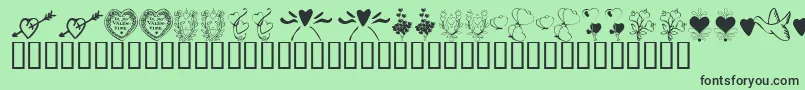 KrWithHeart-fontti – mustat fontit vihreällä taustalla