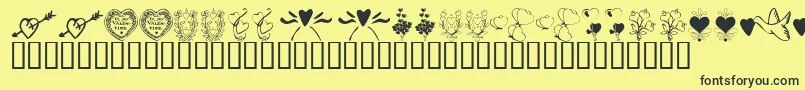 KrWithHeart-fontti – mustat fontit keltaisella taustalla