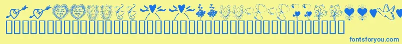 Fonte KrWithHeart – fontes azuis em um fundo amarelo