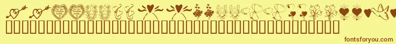 Fonte KrWithHeart – fontes marrons em um fundo amarelo